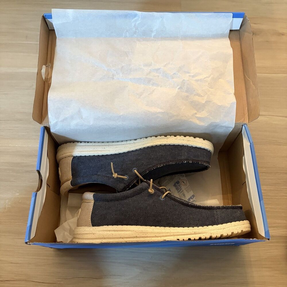 Hey Dude Wally Coastline Jute Navy Men's Size 9 Slip On Loafers Navy Blue